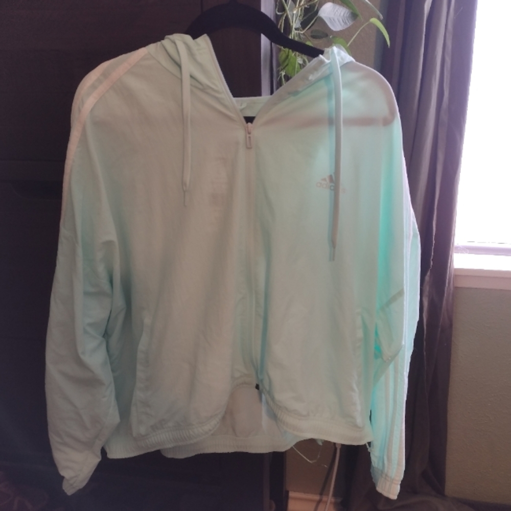 Adidas mint windbreaker hoodie